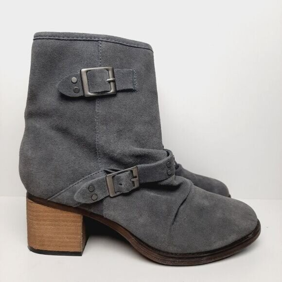 BEARPAW / Amethyst Genuine Suede Heeled Winter Bootie Lined Block Heel Grey 11 - Picture 2 of 16